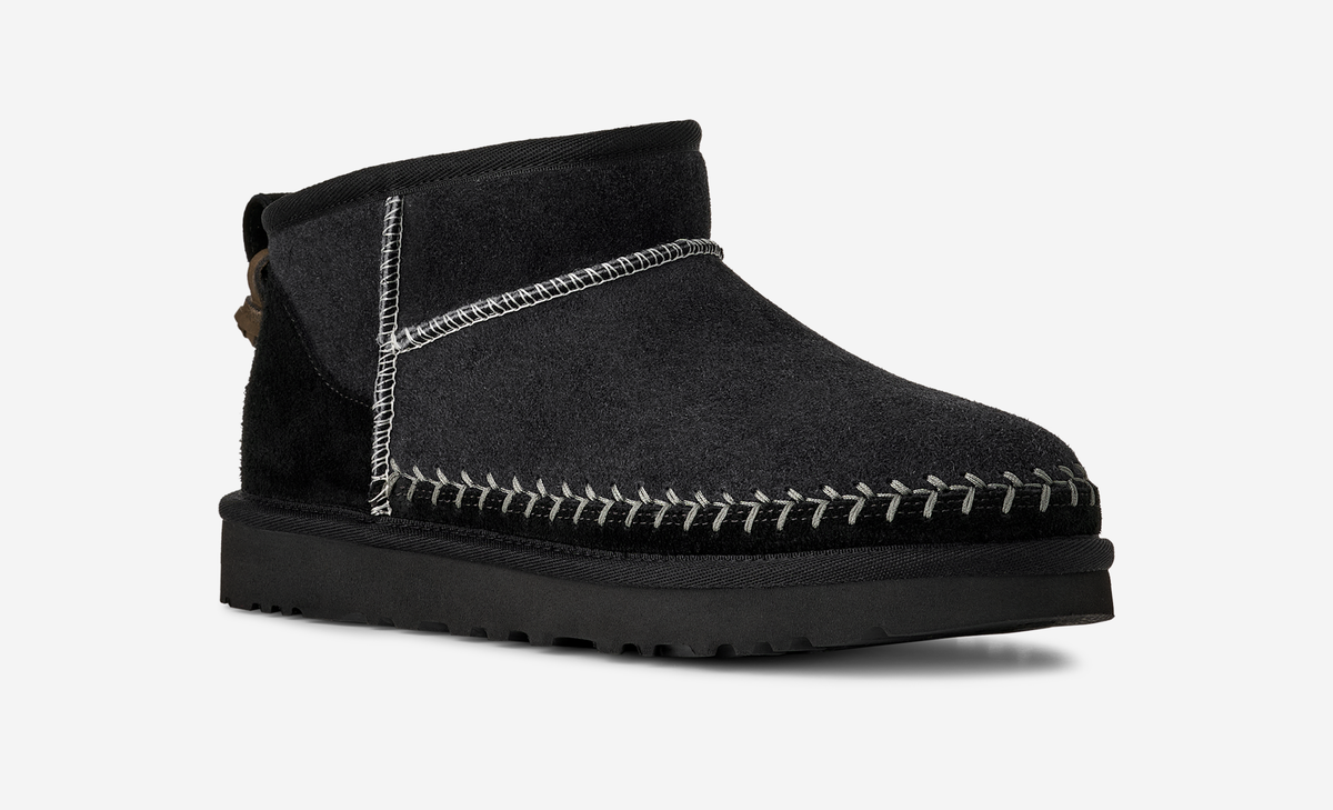UGG Classic Ultra Mini Biarritz Boot Black (Women's) | 1171538-BLK