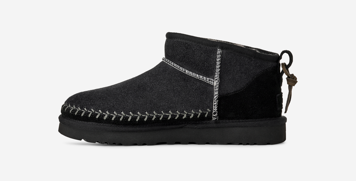 UGG Classic Ultra Mini Biarritz Boot Black (Women's) | 1171538-BLK