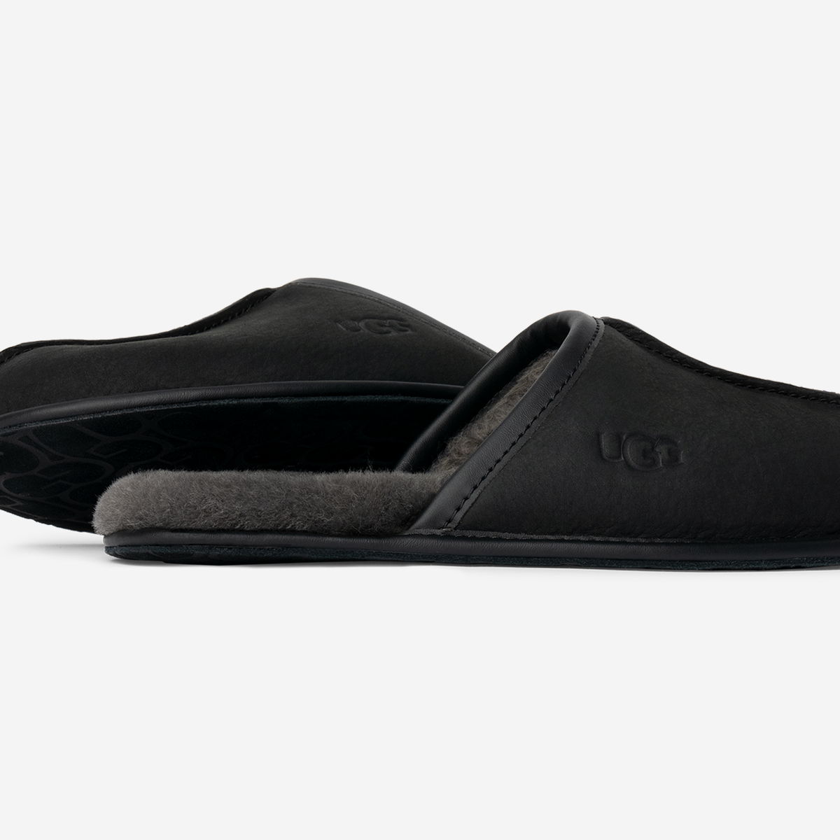 UGG Scuff Leather Slipper Black | 1108192-BLK