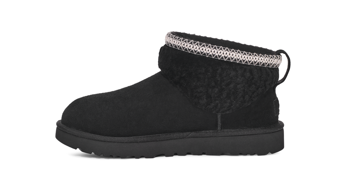 UGG Classic Ultra Mini Maxi Curly Boot Black (Women's)