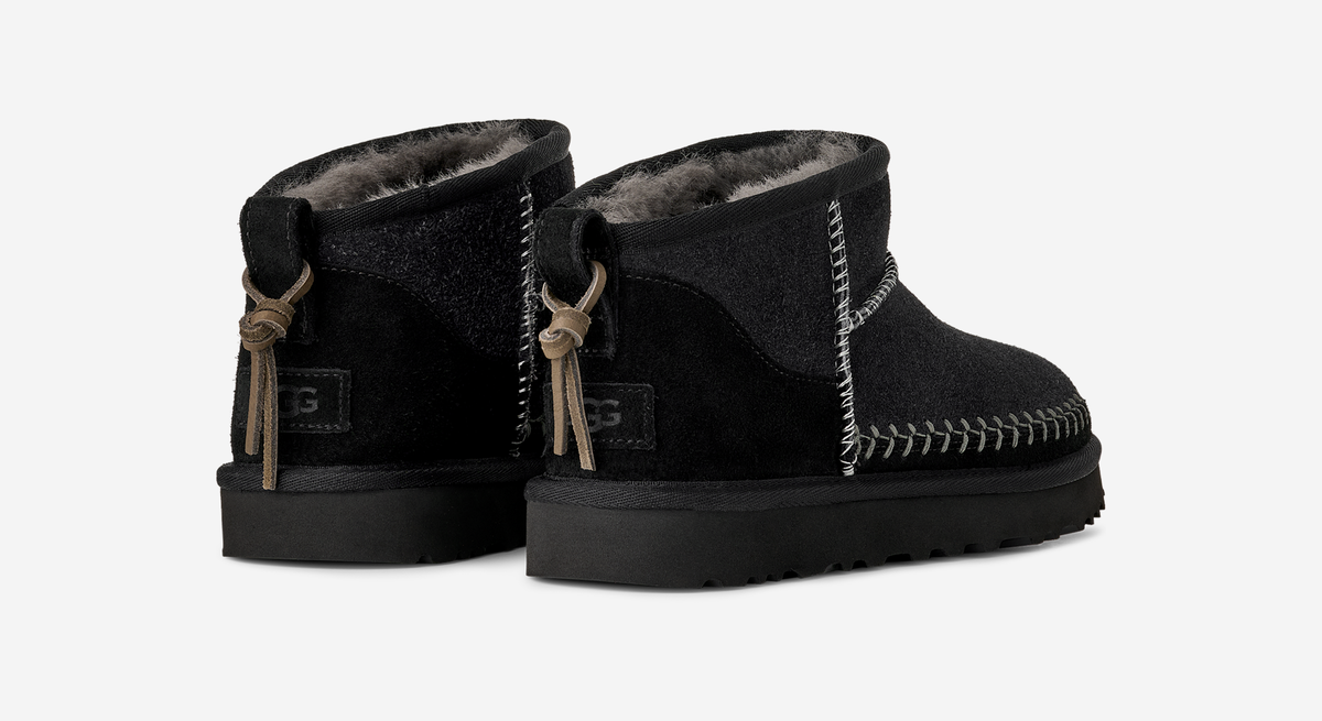 UGG Classic Ultra Mini Biarritz Boot Black (Women's) | 1171538-BLK