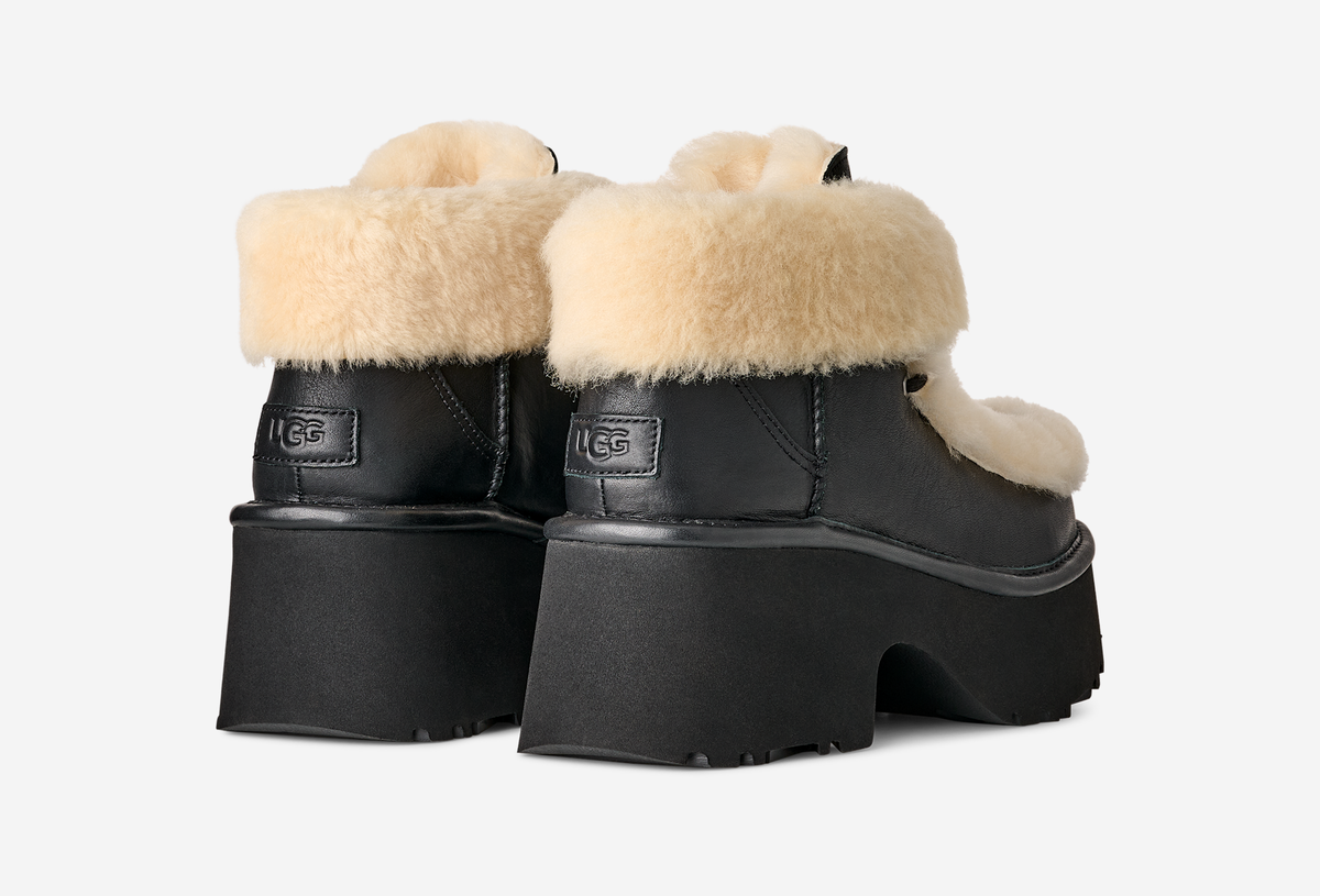 UGG Esmee Leather Lace Up Boot Black (Women's) | 1176110-BLK