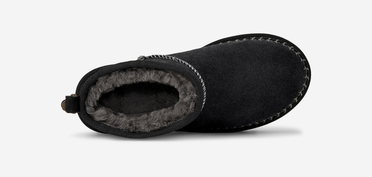 UGG Classic Ultra Mini Biarritz Boot Black (Women's) | 1171538-BLK