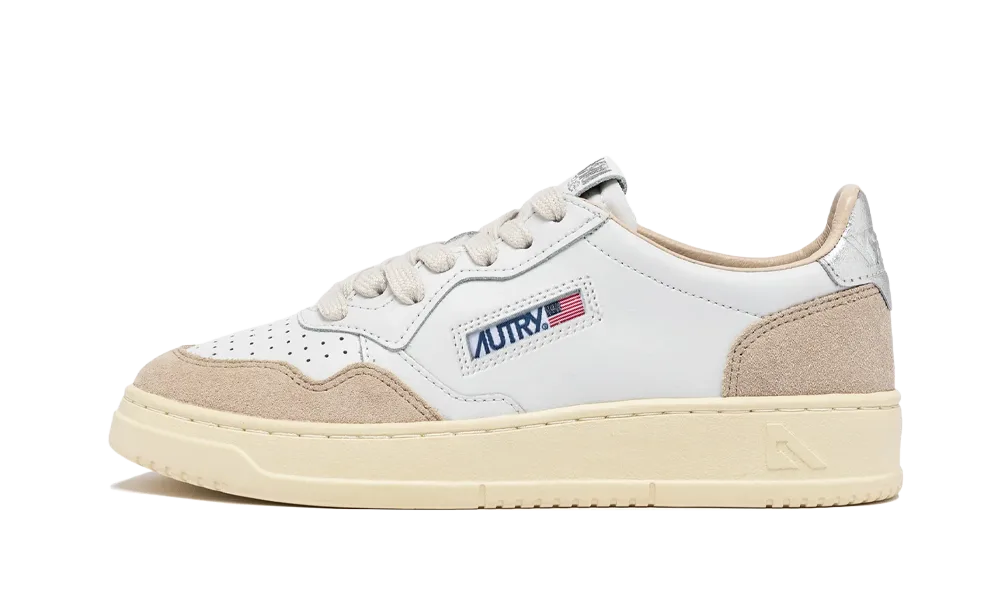 AUTRY Medalist Low Leather White Silver Beige