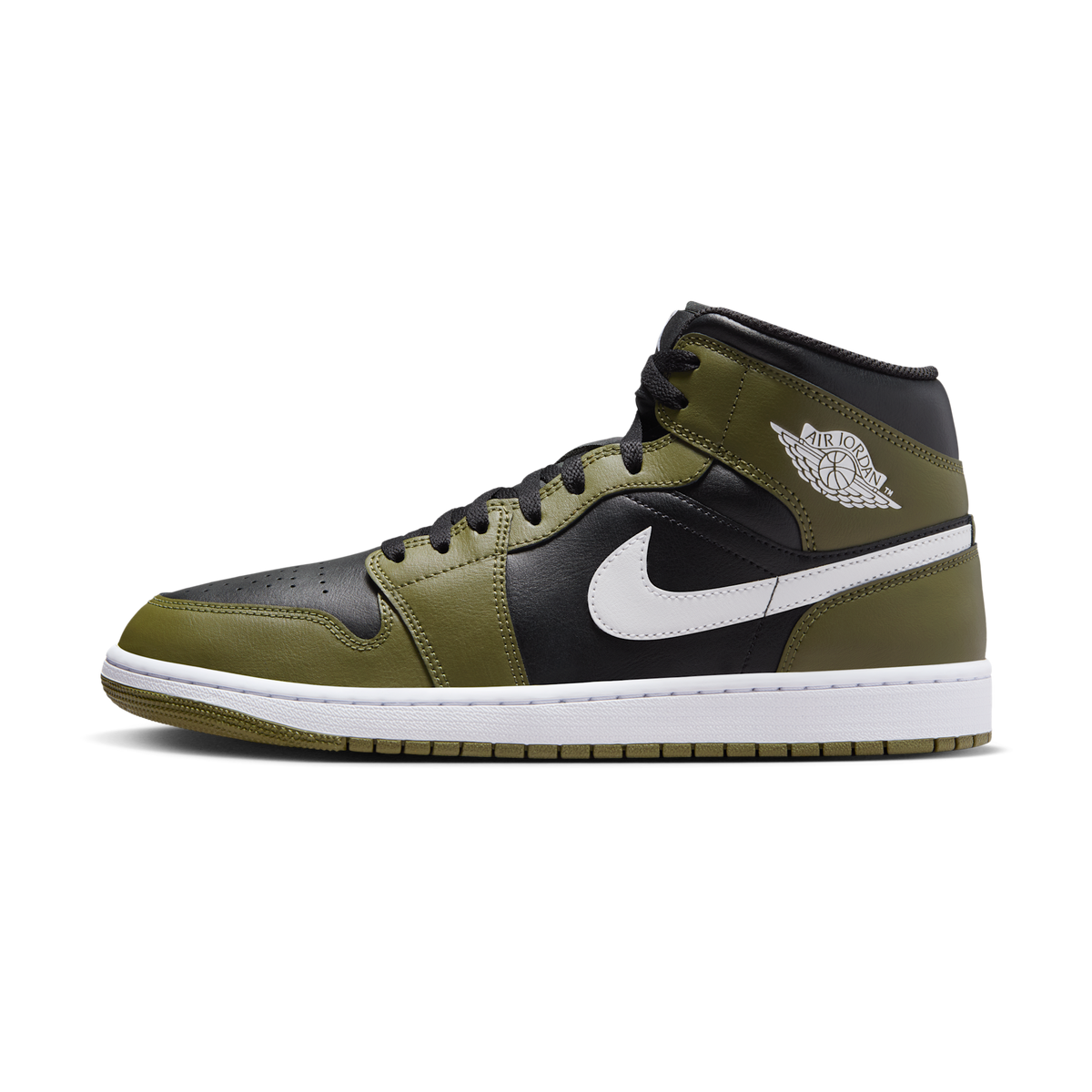 Jordan 1 Mid Black White Olive