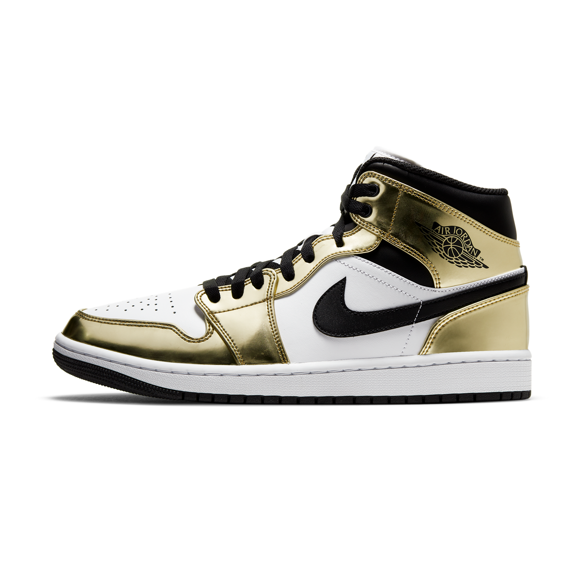 Jordan 1 Mid Metallic Gold Black White