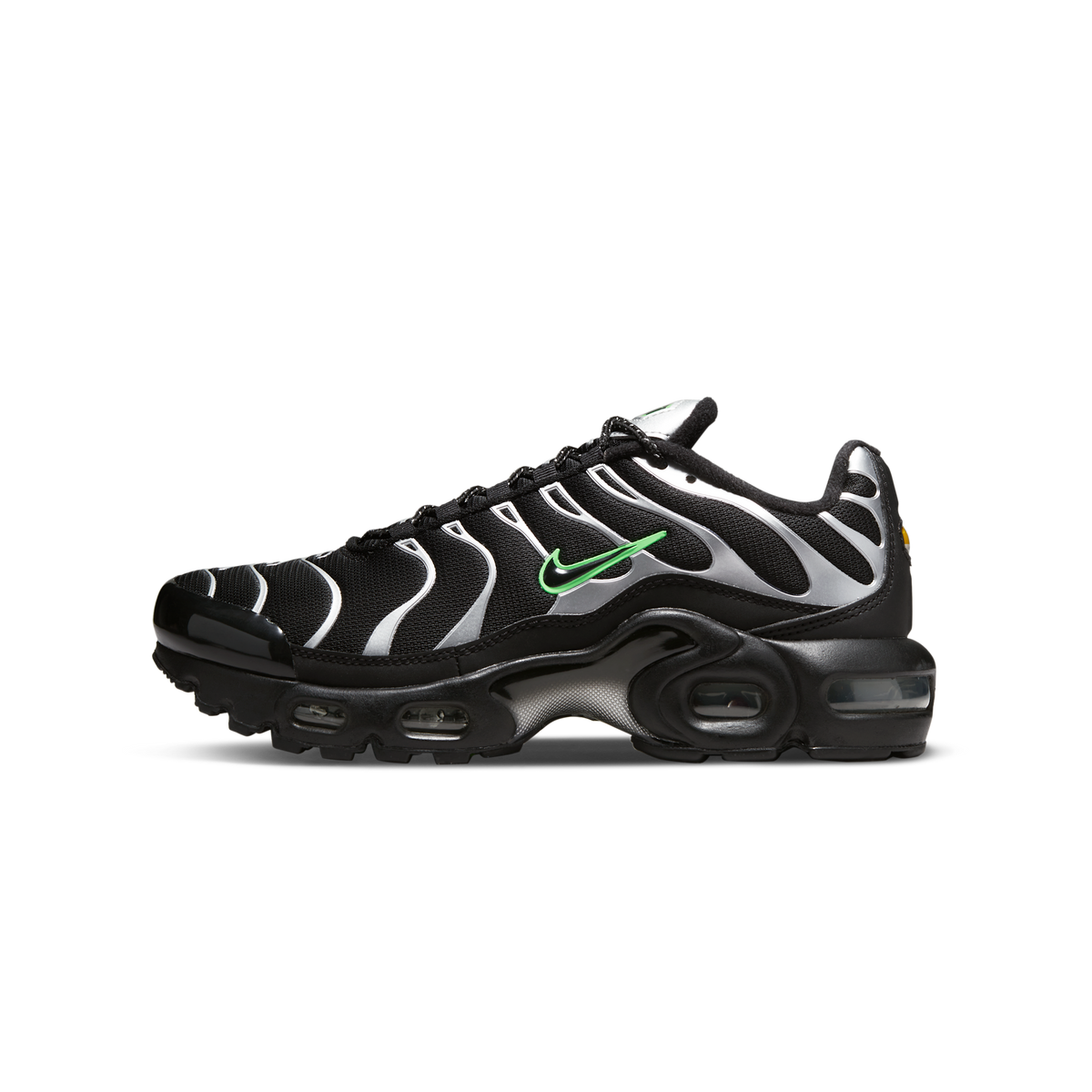 Nike Air Max Plus Black Green Strike Metallic Silver (GS)