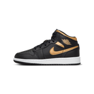 Jordan 1 Mid Black Metallic Gold Swoosh (GS)