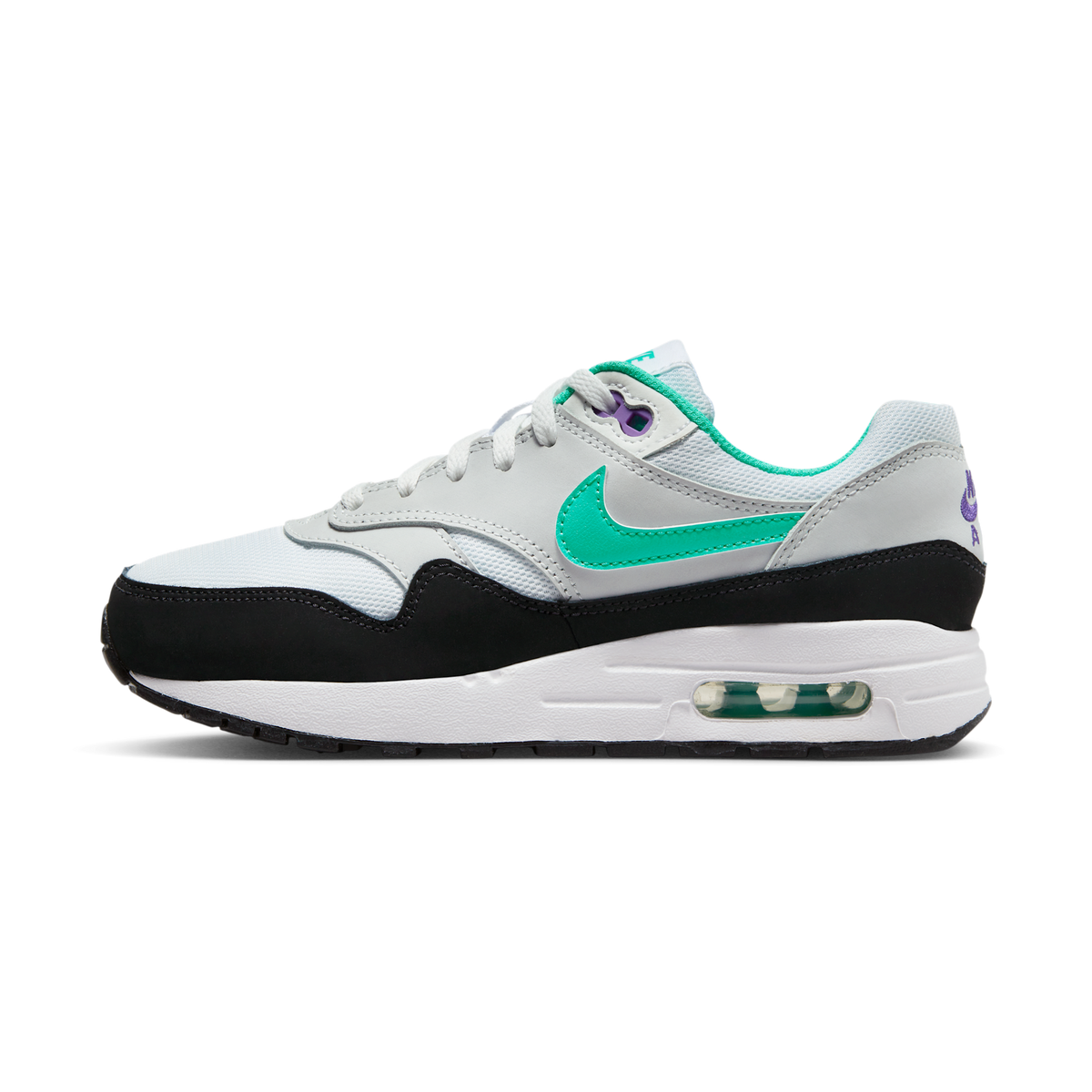 Nike Air Max 1 White Pure Platinum Court Purple Hyper Jade (GS)