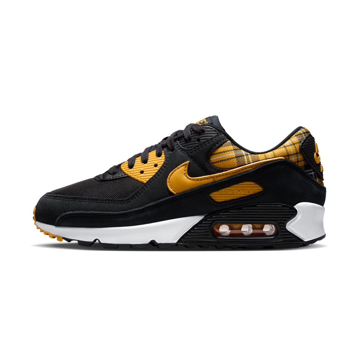 Nike Air Max 90 Black Yellow Ochre Plaid (Women's)