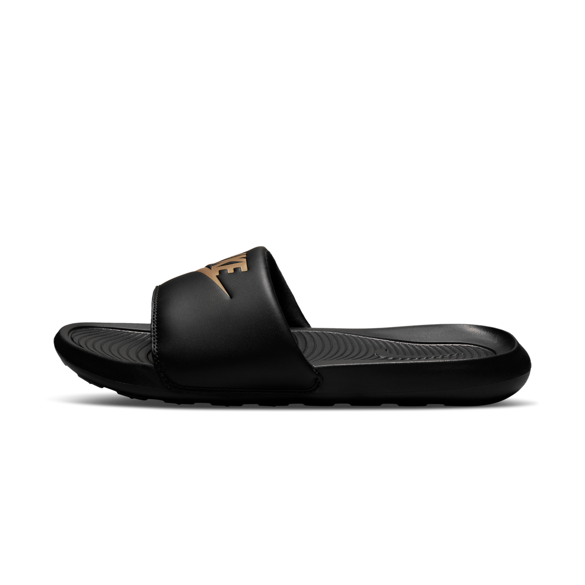 Nike Victori One Slide Black Metallic Gold | CN9675-006