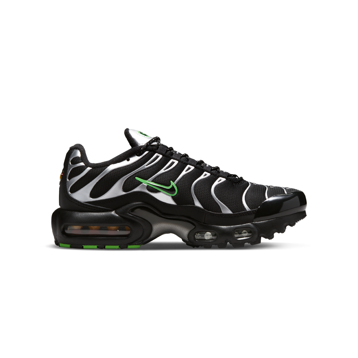 Nike Air Max Plus Black Green Strike Metallic Silver (GS)