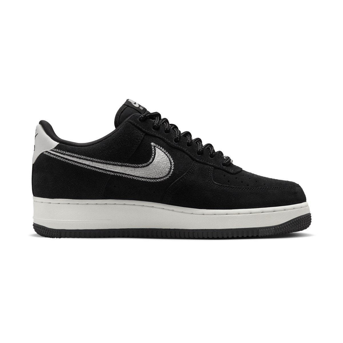 Nike Air Force 1 Low '07 LV8 Black Sail Embroidered Swoosh