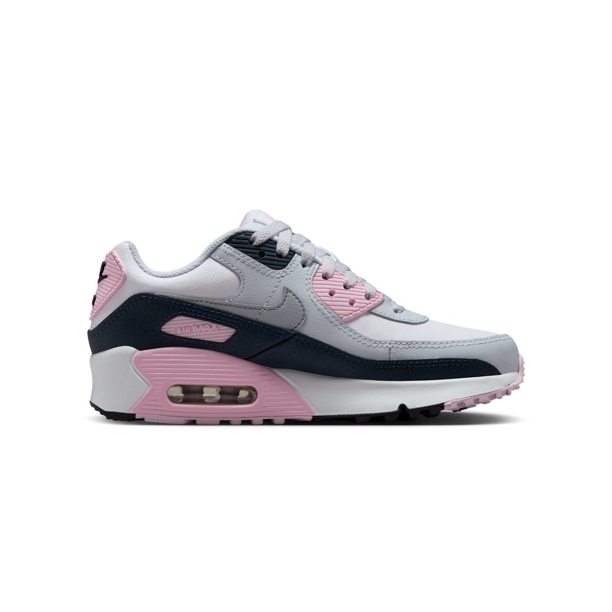 Nike Air Max 90 LTR White Pink Foam Armory Navy Wolf Grey (GS)