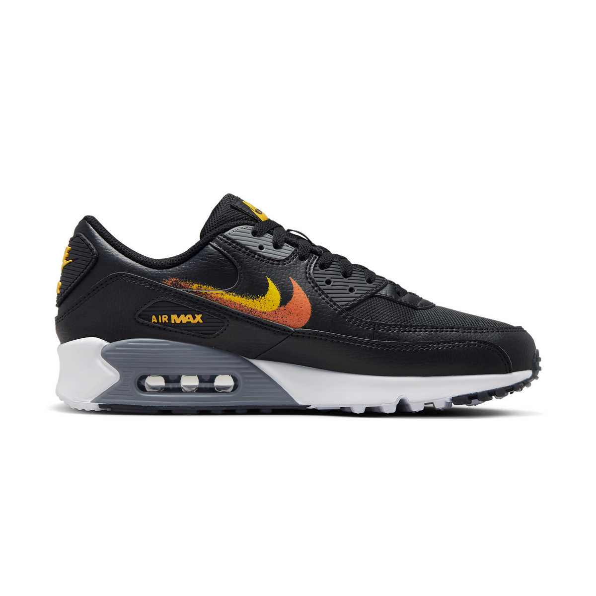 Nike Air Max 90 Spray Paint Swoosh Black University Gold