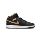 Jordan 1 Mid Black Metallic Gold Swoosh (GS)