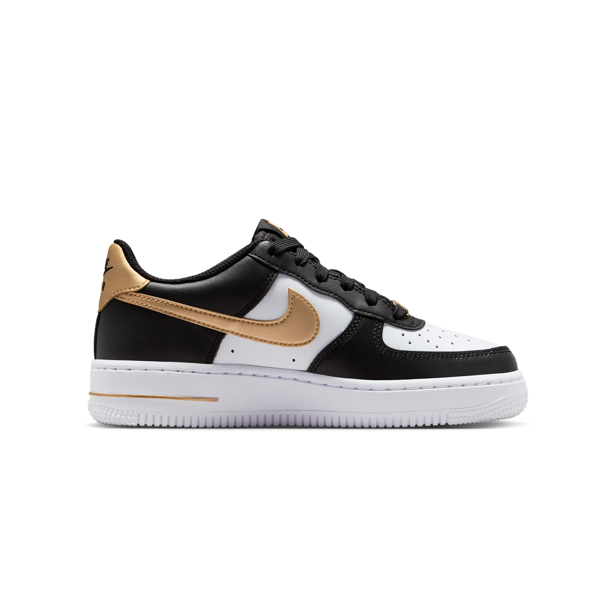 Nike Air Force 1 Low Black White Metallic Gold (GS)