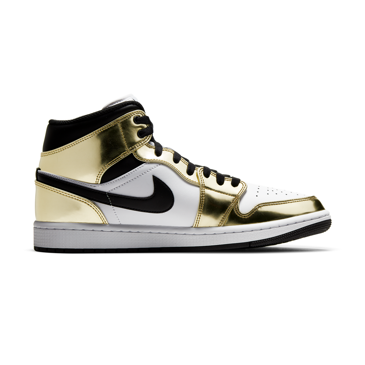 Jordan 1 Mid Metallic Gold Black White