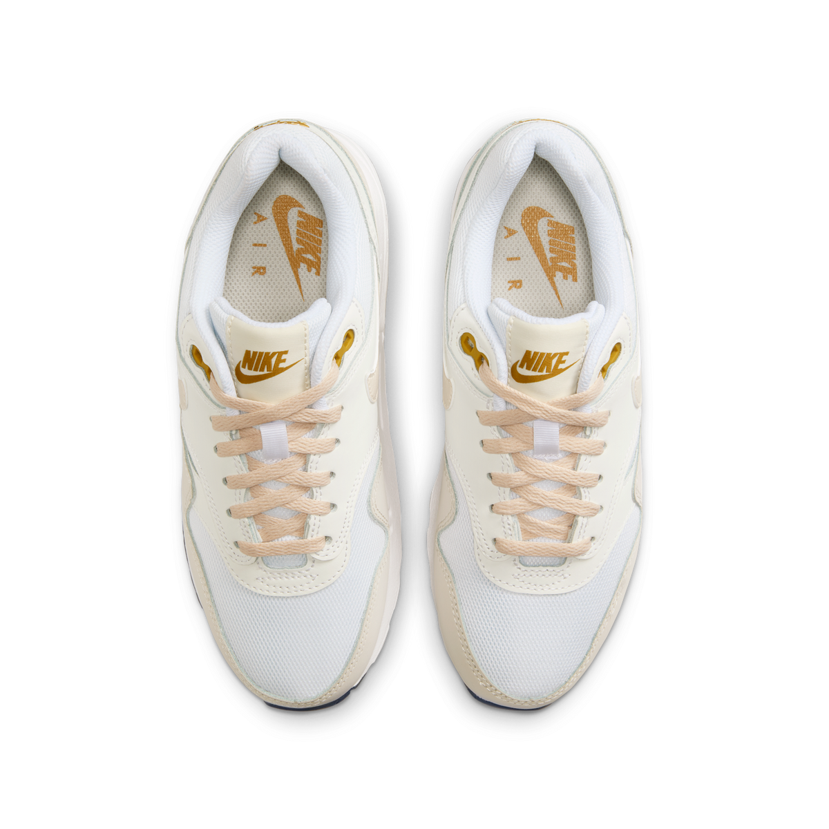 Nike Air Max 1 White Bronzine Barely Volt Light Orewood Brown (GS)