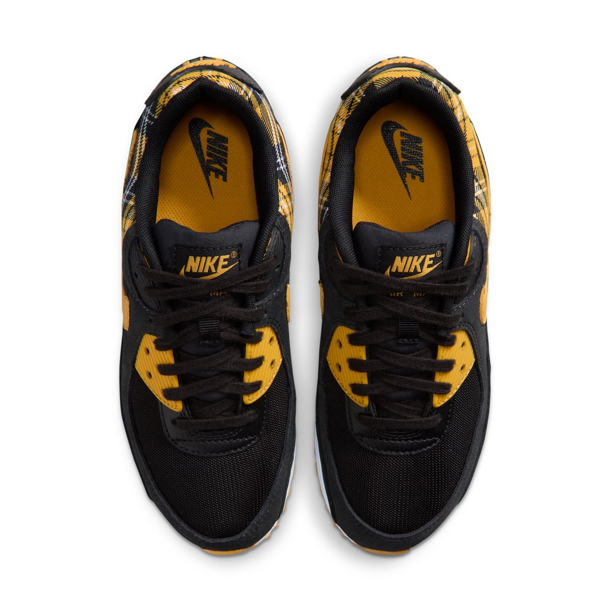 Nike Air Max 90 Black Yellow Ochre Plaid (Women's)