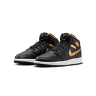 Jordan 1 Mid Black Metallic Gold Swoosh (GS)