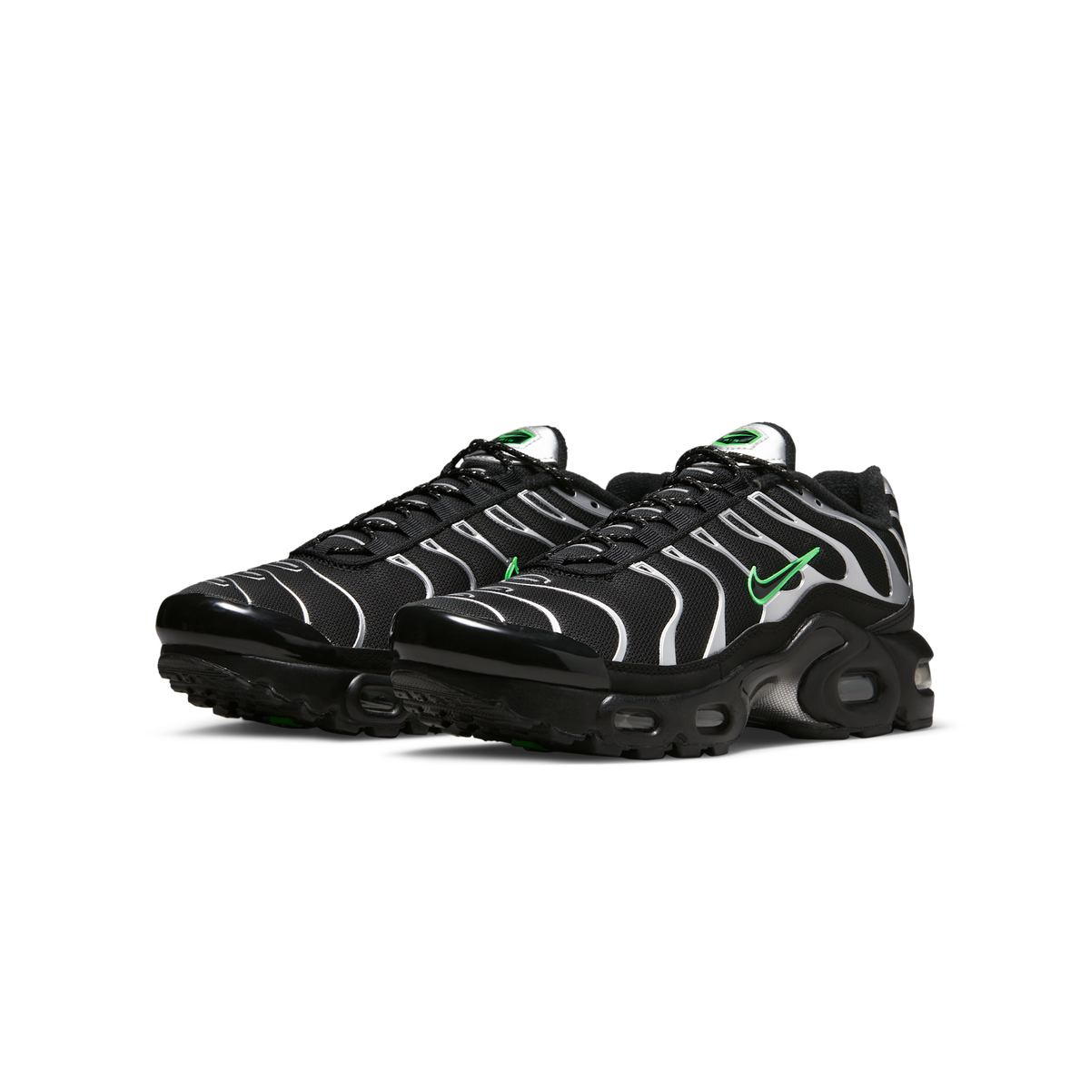 Nike Air Max Plus Black Green Strike Metallic Silver (GS)