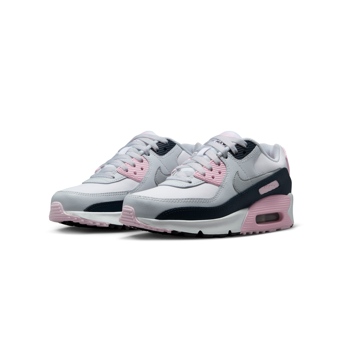 Nike Air Max 90 LTR White Pink Foam Armory Navy Wolf Grey (GS)