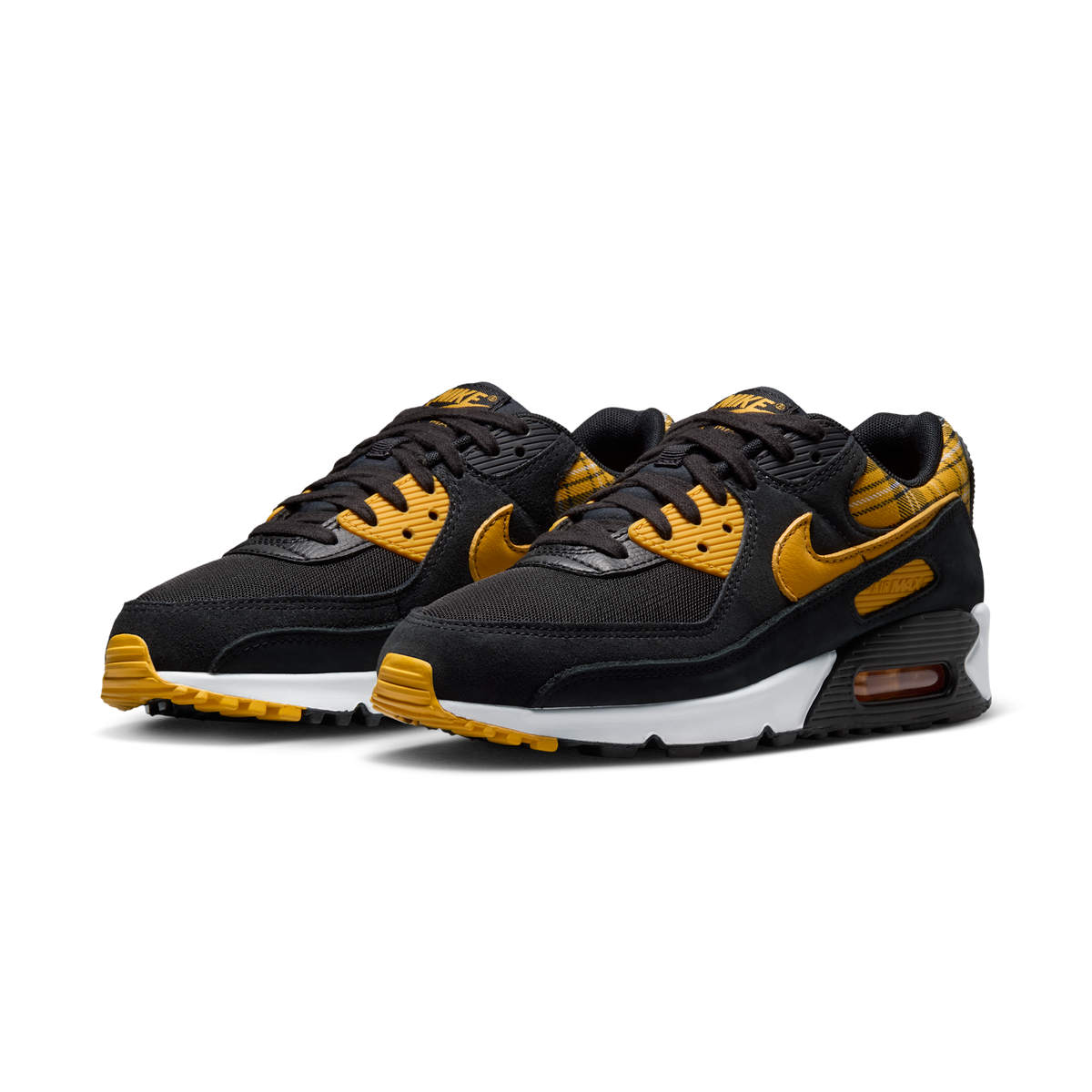 Nike Air Max 90 Black Yellow Ochre Plaid (Women's)