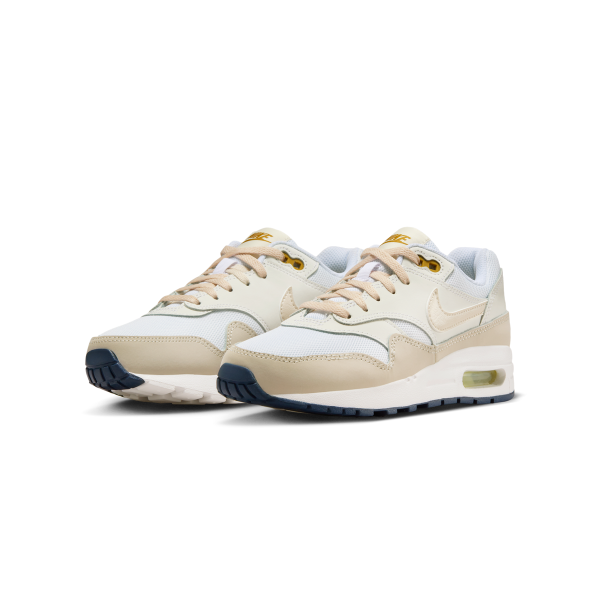 Nike Air Max 1 White Bronzine Barely Volt Light Orewood Brown (GS)