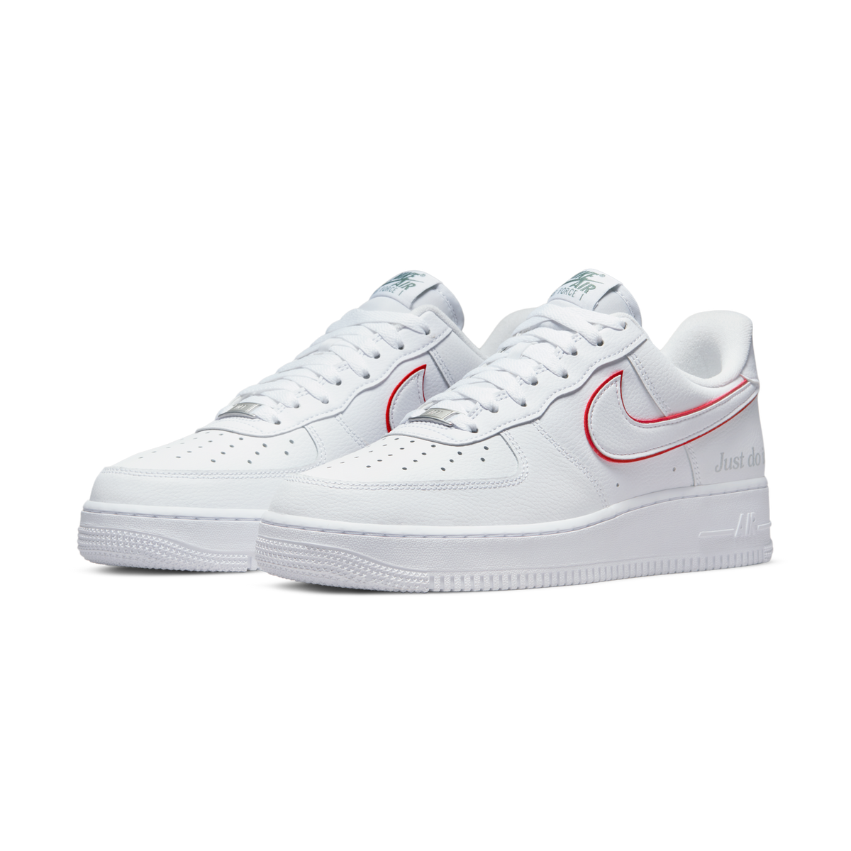 Nike Air Force 1 Low Just Do It White Noble Green Metallic Silver University Red