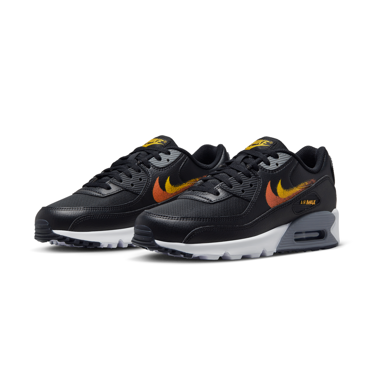 Nike Air Max 90 Spray Paint Swoosh Black University Gold