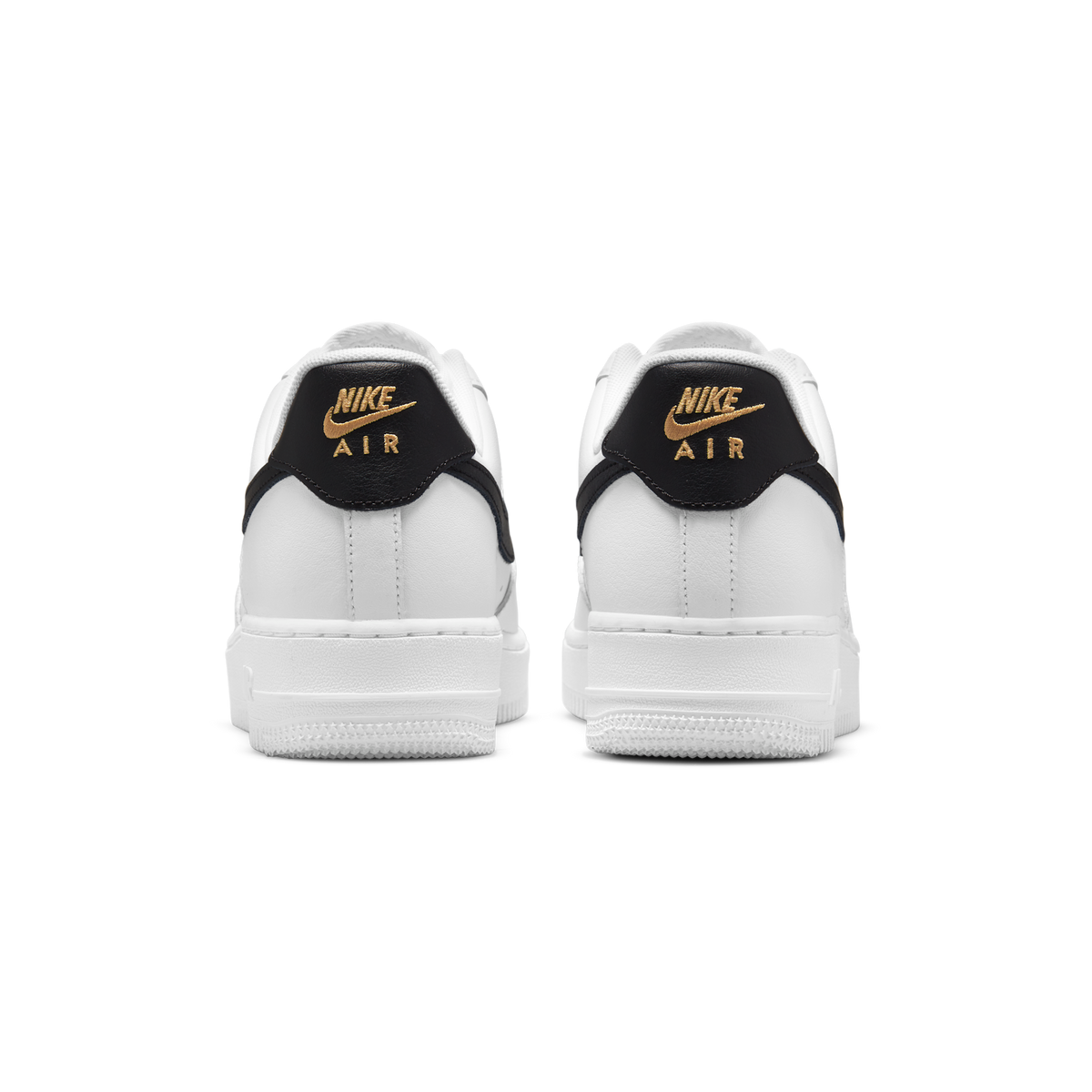 Nike Air Force 1 Low '07 Essential White Black Gold Mini Swoosh (Women's)