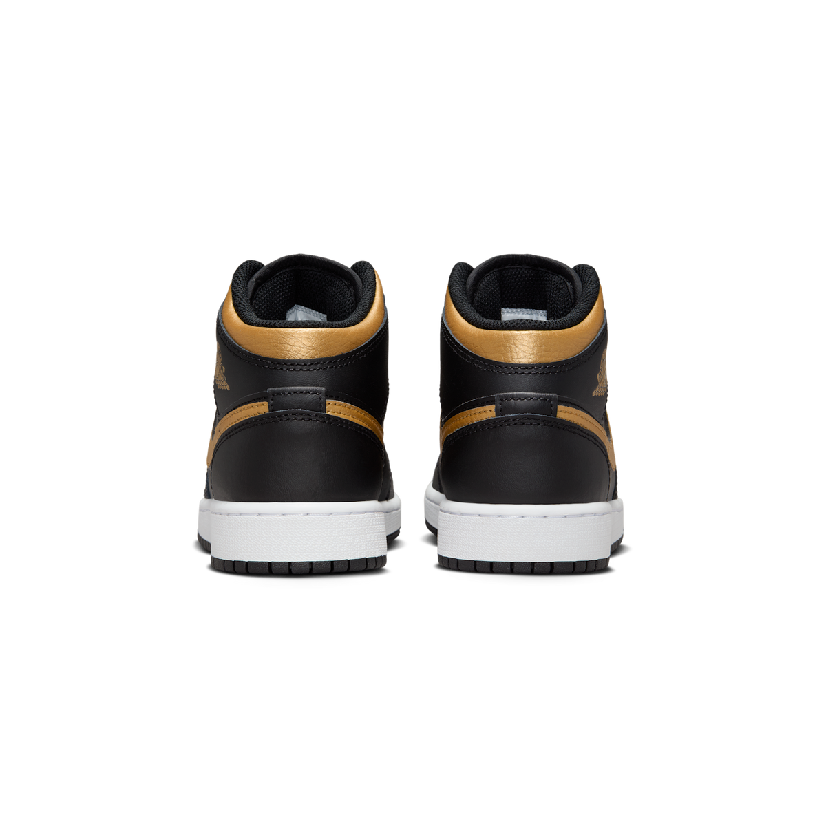 Jordan 1 Mid Black Metallic Gold Swoosh (GS)