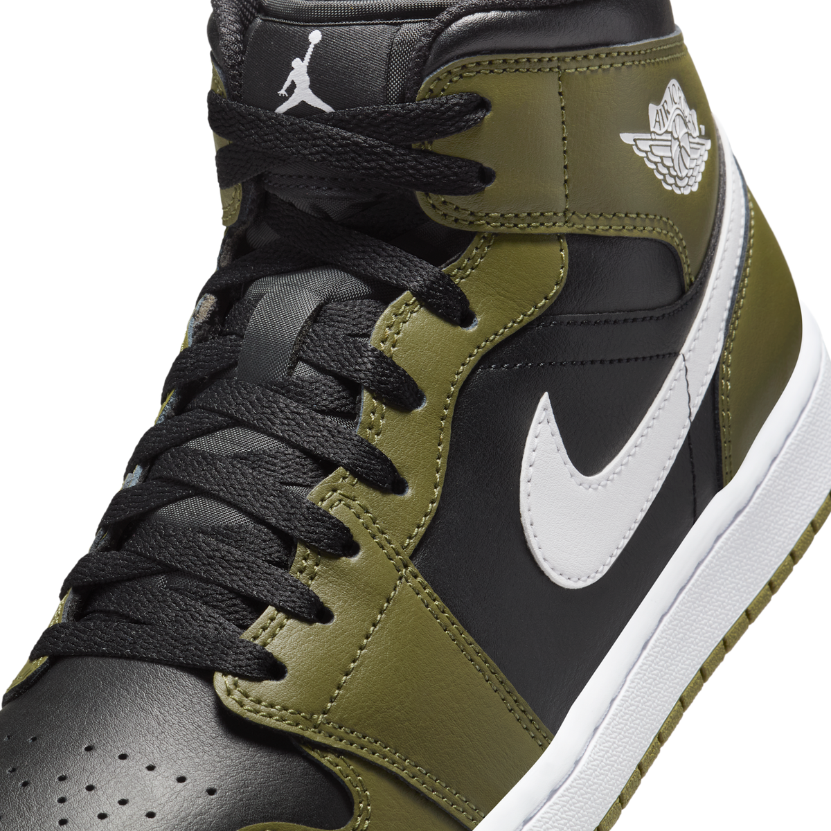 Jordan 1 Mid Black White Olive