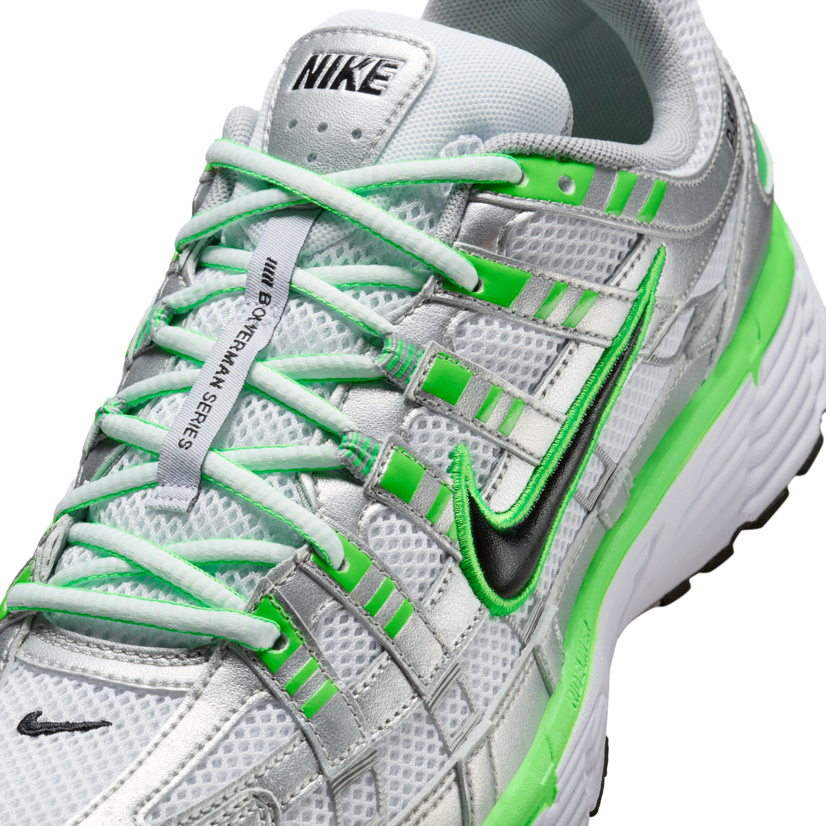 Nike P-6000 SE Metallic Silver White Green Strike