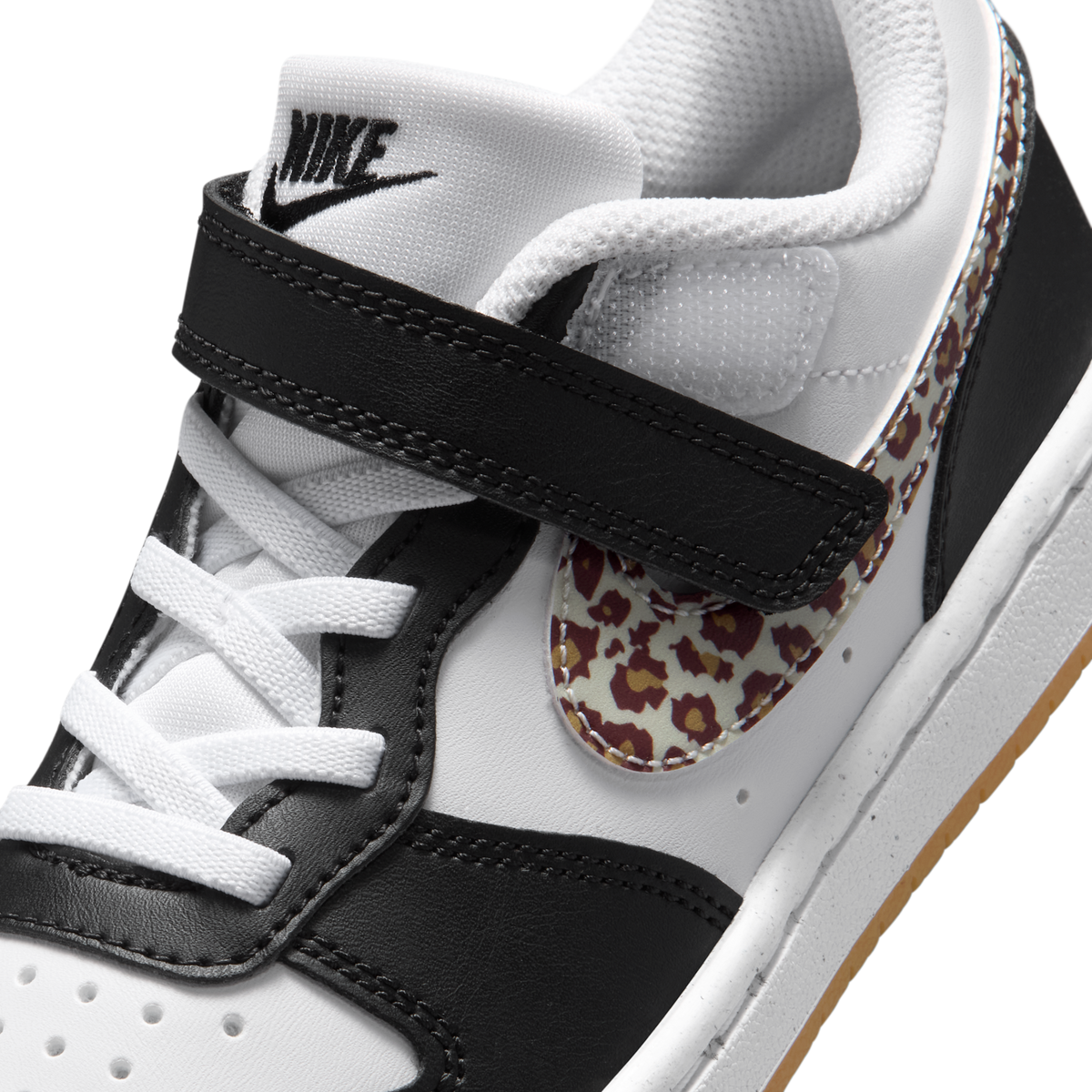 Nike Court Borough Low Black White Leopard Swoosh (PS)