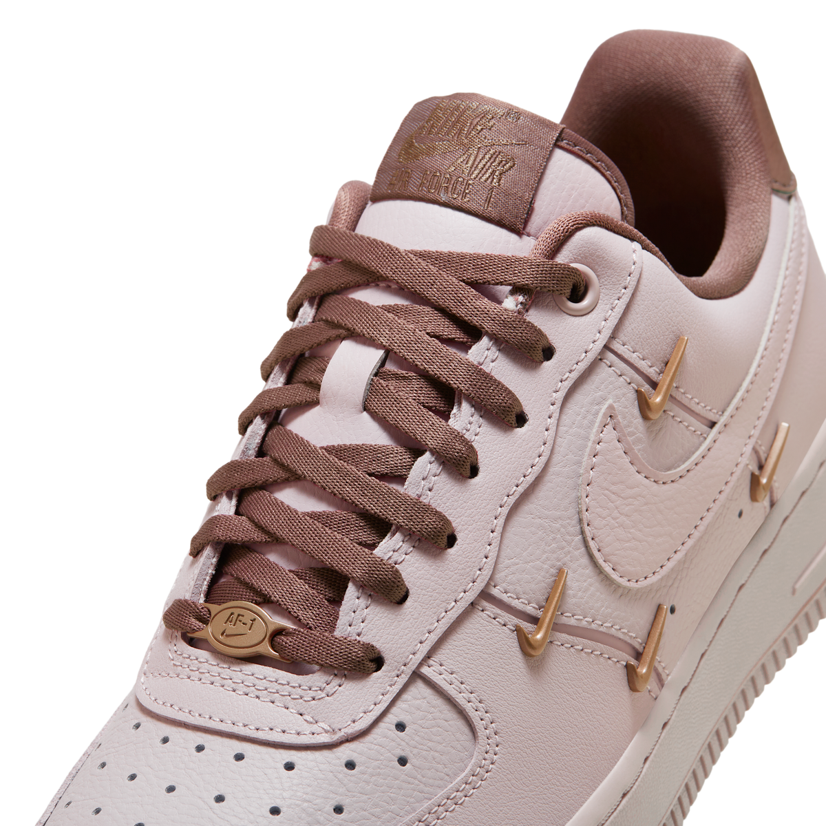 Nike Air Force 1 '07 LX CN Pink Oxford Gold Mini Swooshes (Women's)