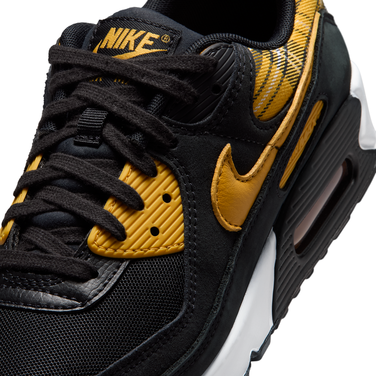 Nike Air Max 90 Black Yellow Ochre Plaid (Women's)
