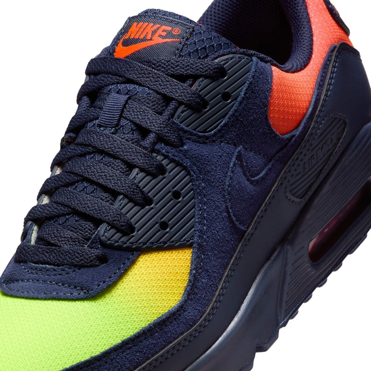 Nike Air Max 90 Blackened Blue Lemon Venom Hyper Crimson Gradient