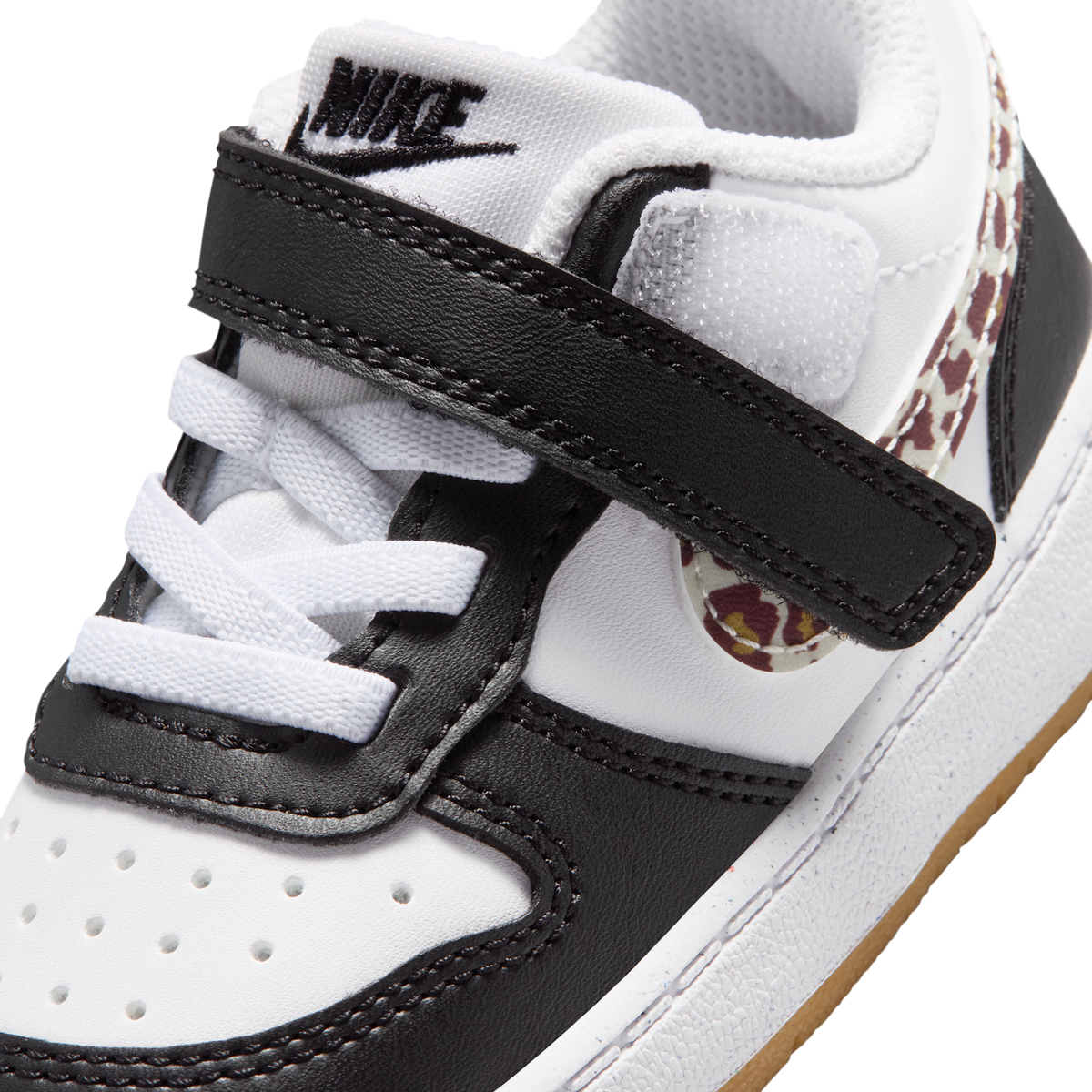 Nike Court Borough Low Black White Leopard Swoosh (TD)