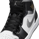 Jordan 1 Mid SE Patent Black White Metallic Silver Metallic Gold