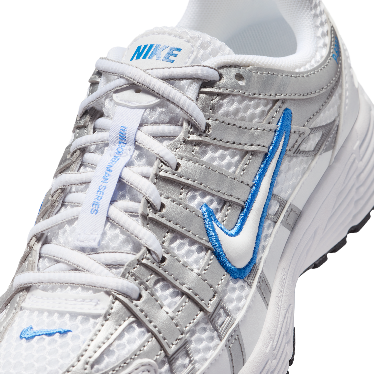 Nike P-6000 White Blue Crystal Metallic Silver (GS)