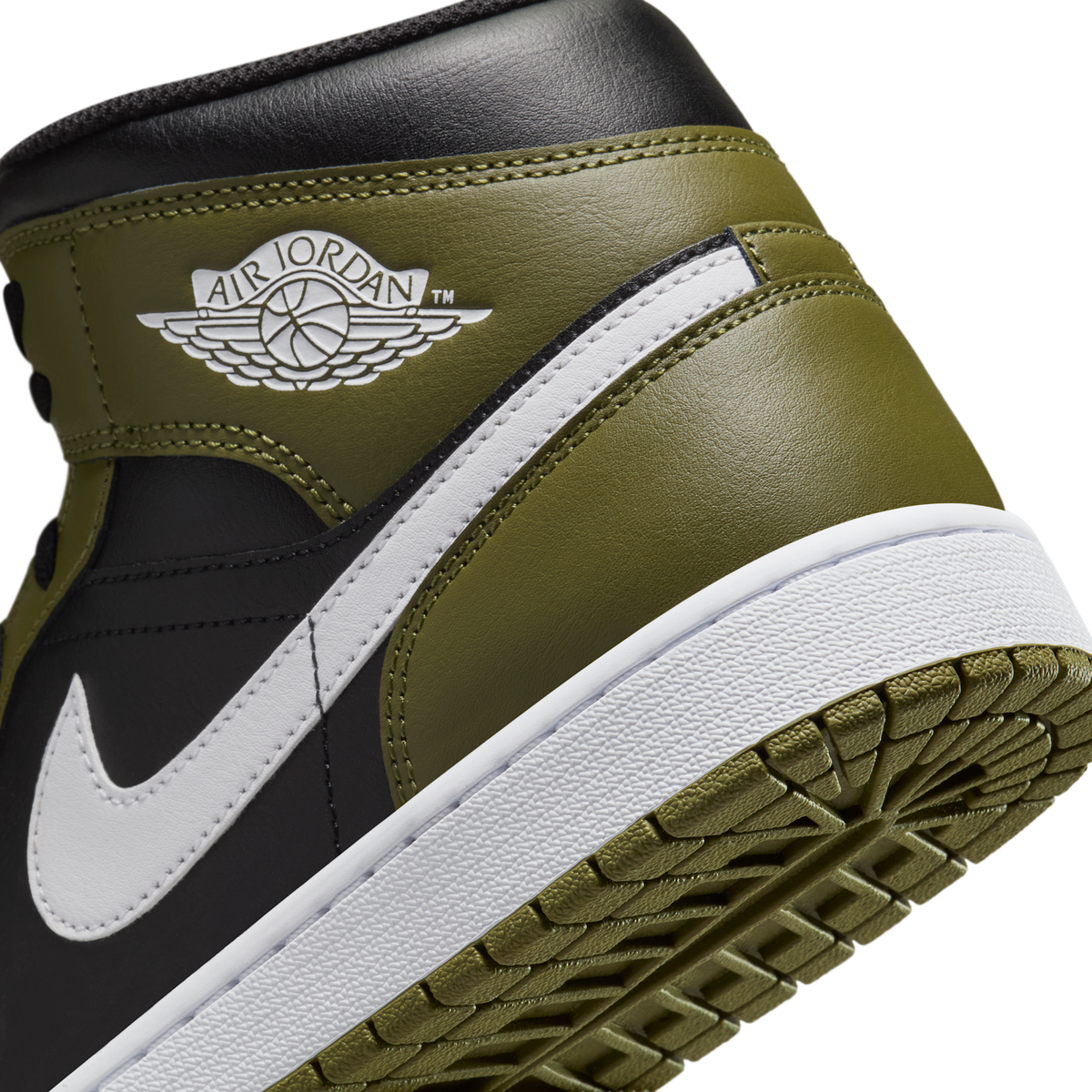 Jordan 1 Mid Black White Olive