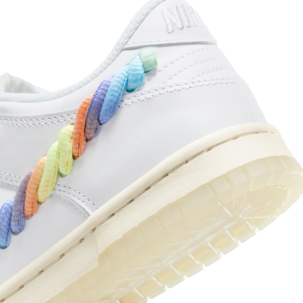 Nike Dunk Low SE Rainbow Lace Swoosh White (GS)