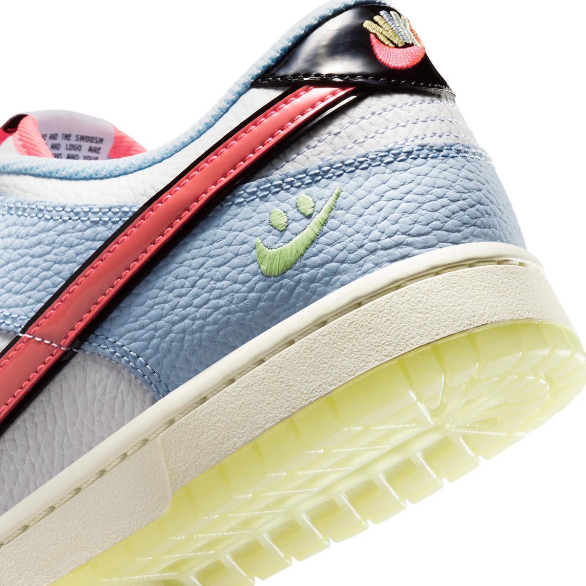 Nike Dunk Low Smiley Swoosh White Hydrogen Blue Crimson