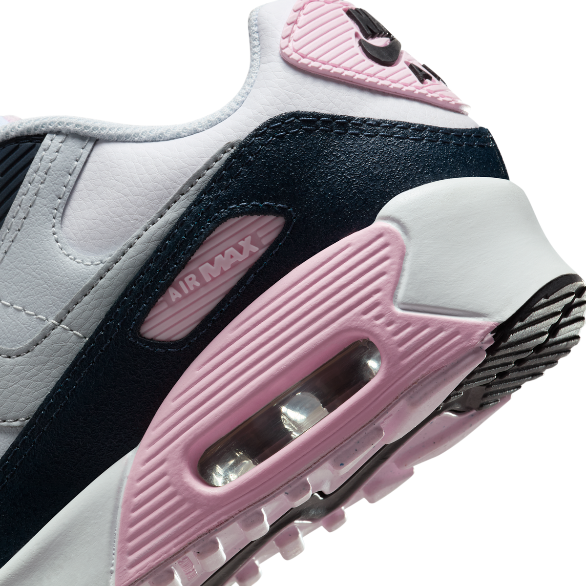 Nike Air Max 90 LTR White Pink Foam Armory Navy Wolf Grey (GS)