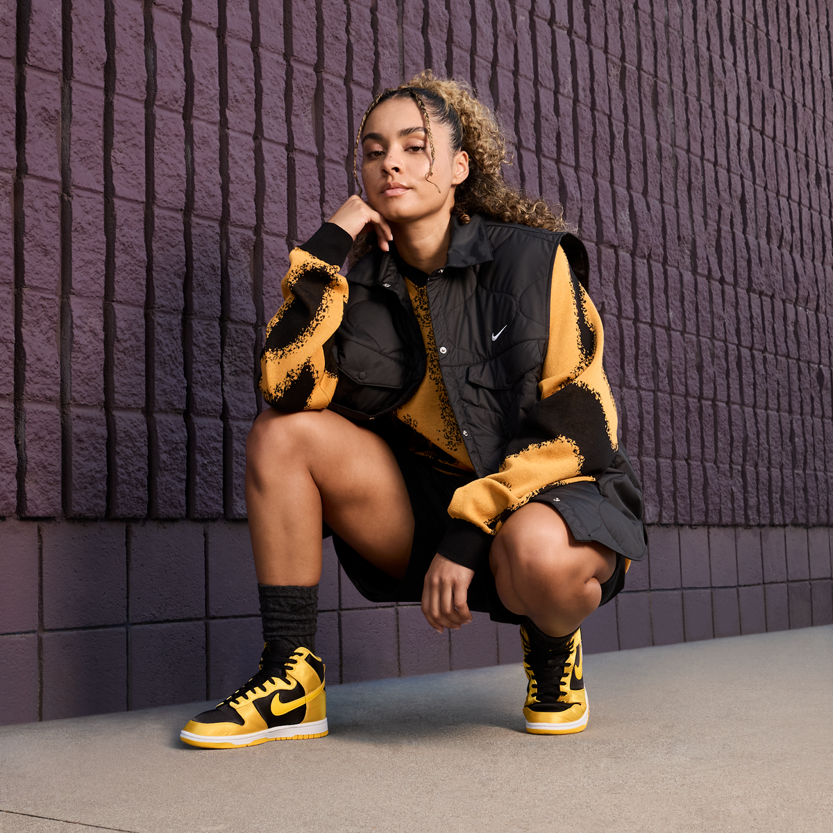 Nike Dunk High Satin Goldenrod (Women's)