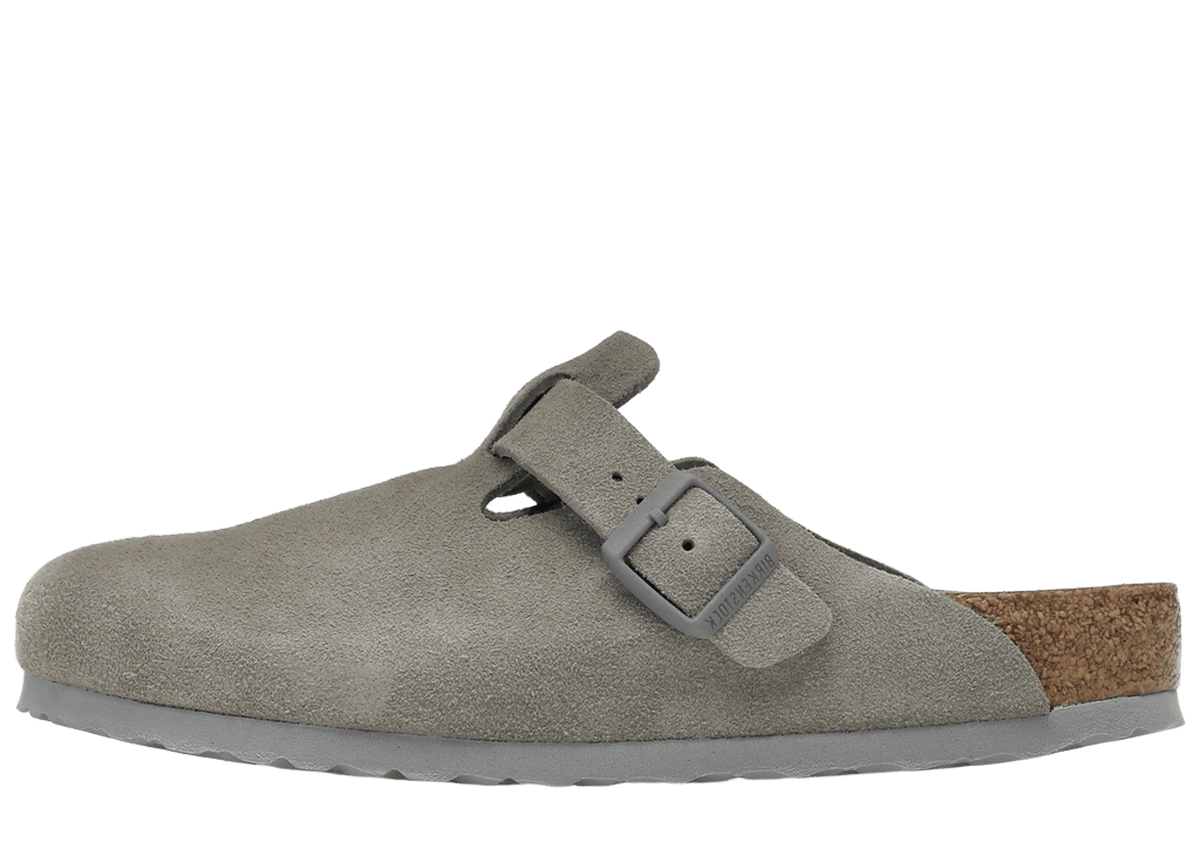 Birkenstock Boston Soft Footbed Suede Stone Coin