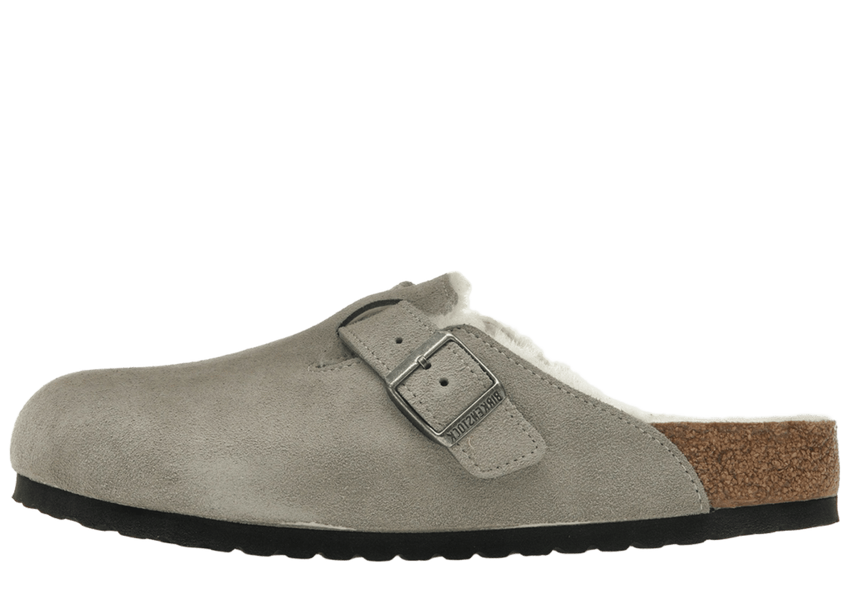 Birkenstock Boston Shearling Suede Stone Coin