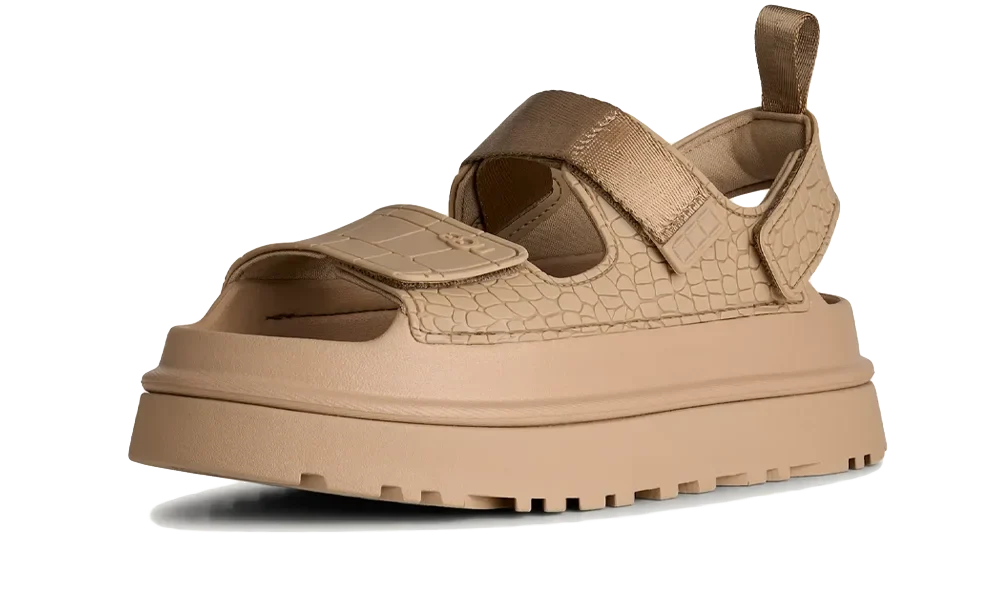 UGG GoldenGlow Embossed Sandal Mustard Seed